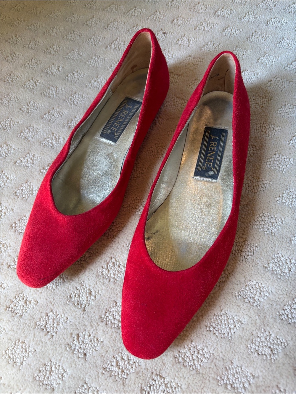 J.Renee Red Suede Pointed Flats